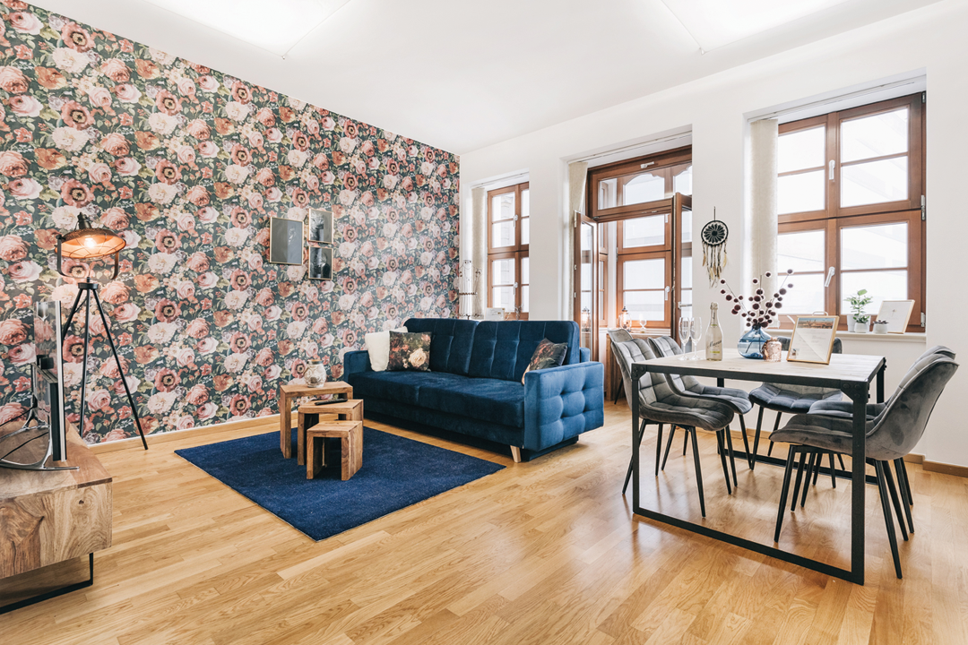 Ferienwohnung Dresden Salzgasse Stilvoll und gemuetlich: Wohn-Essbereich im Apartment Dresden Salzgasse